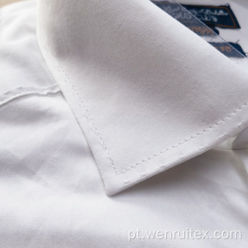 Camisas normais masculinas de manga comprida 100% algodão branco